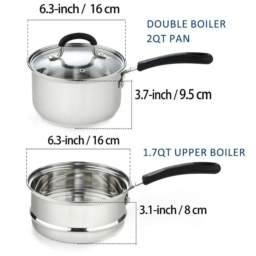 Cook N Home 02655 Professional Double Boiler Saucepan 2-Quart  Stainless